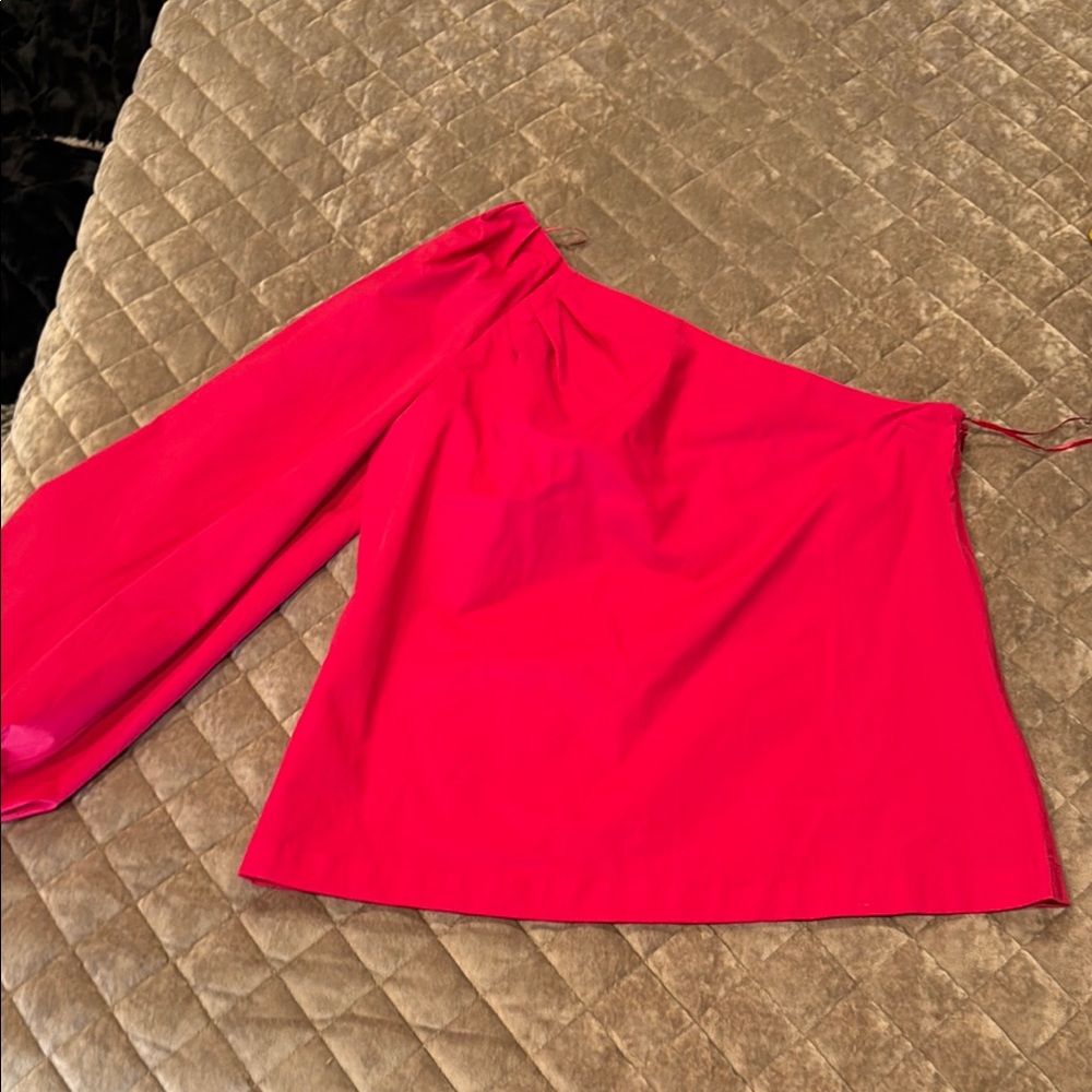 Banana Republic Vibrant Fuchsia One Shoulder Blouse in Taffeta